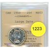 Image 1 : 1953 Large Date MS63 ICCS Graded Canadian Twenty-Five Cent Coin