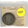 Image 1 : 1871 G4 ICCS Graded Canadian Fifty Cent Coin