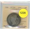 Image 1 : 1872H G6 ICCS Graded Canadian Fifty Cent Coin