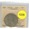 Image 1 : 1881H G4 ICCS Graded Canadian Fifty Cent Coin