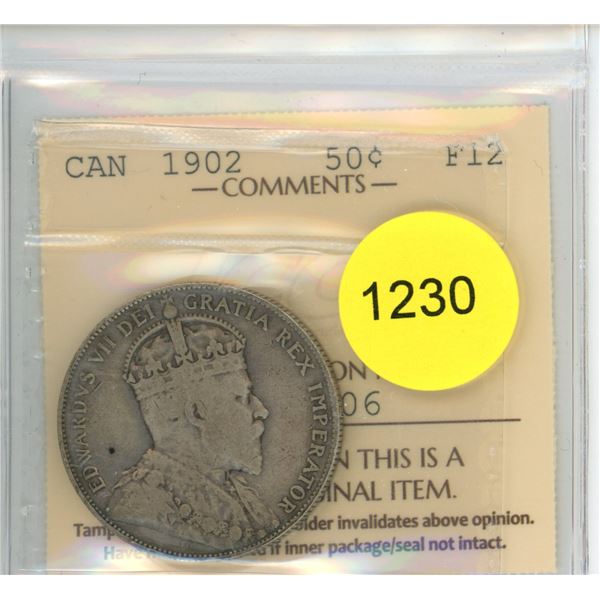 1902 F12 ICCS Graded Canadian Fifty Cent Coin