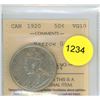 Image 1 : 1920 Narrow 0 VG10 ICCS Graded Canadian Fifty Cent Coin