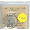 Image 1 : 1944 Near 4 AU58 ICCS Graded Canadian Fifty Cent Coin