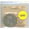 Image 1 : 1948 VF 20 ICCS Graded Canadian Fifty Cent Coin