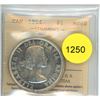 Image 1 : 1954 MS60 ICCS Graded Canadian Silver Dollar