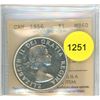 Image 1 : 1956 MS60 ICCS Graded Canadian Silver Dollar