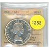 Image 1 : 1961 MS62 ICCS Graded Canadian Silver Dollar