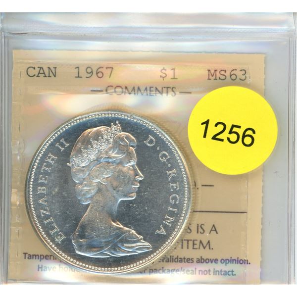 1967 MS63 ICCS Graded Canadian Silver Dollar