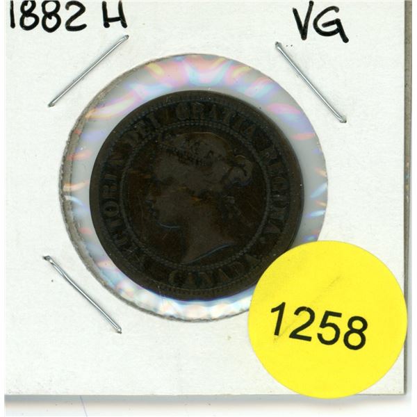 1882H Canadian Large Cent Coin