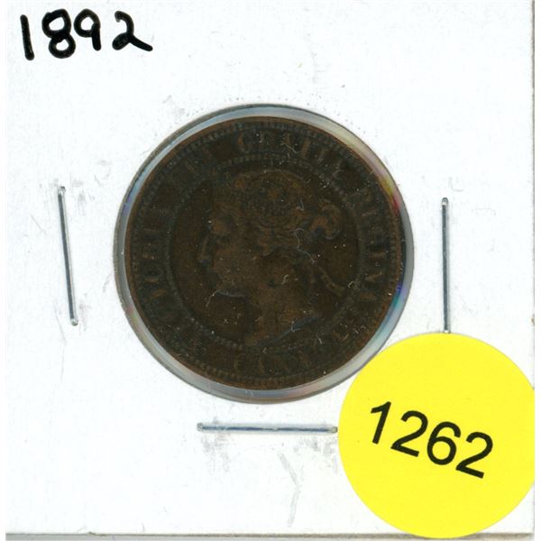 1892 Canadian Large Cent Coin