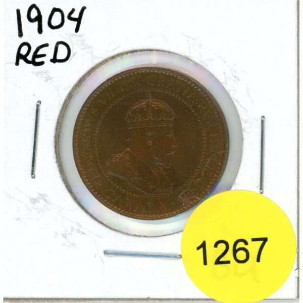 1904 Red Canadian Large Cent Coin