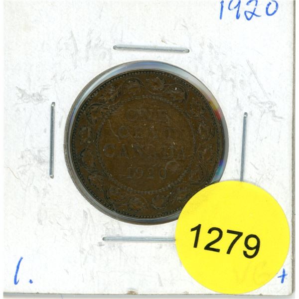 1920 Canadian Large Cent Coin