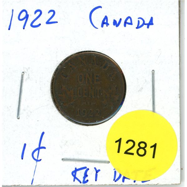 1922 Canadian Small Cent Coin