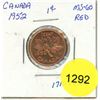 Image 1 : 1952 Canadian Small Cent Coin