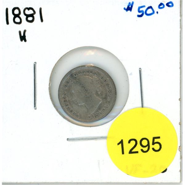 1881H Canadian Silver Five Cent Coin