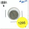 Image 1 : 1881H Canadian Silver Five Cent Coin