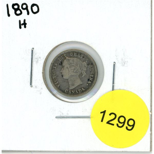 1890H Canadian Silver Five Cent Coin