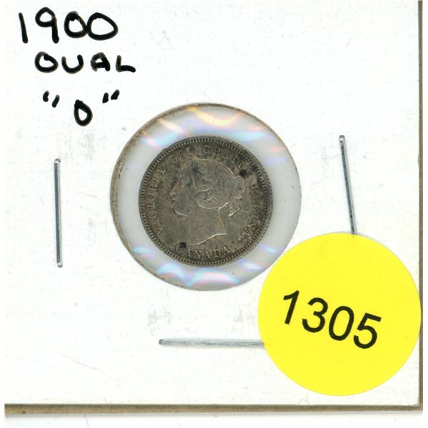 1900 Oval 0 Canadian Silver Five Cent Coin