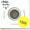 Image 1 : 1900 Oval 0 Canadian Silver Five Cent Coin