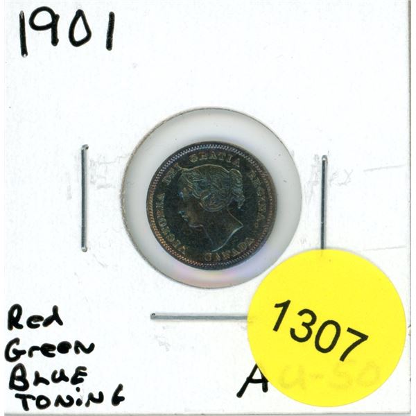 1901 Canadian Silver Five Cent Coin