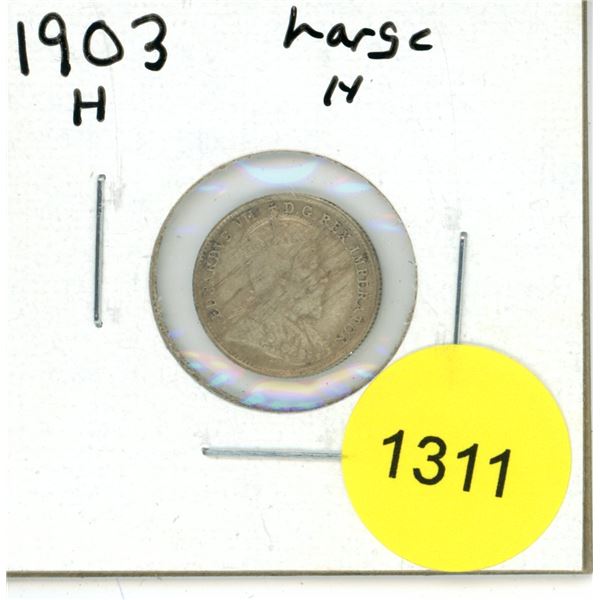 1903 Large H Canadian Silver Five Cent Coin