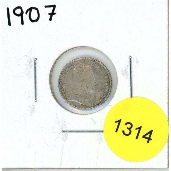 1907 Canadian Silver Five Cent Coin