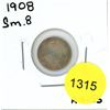 Image 1 : 1908 Small 8 Canadian Silver Five Cent Coin