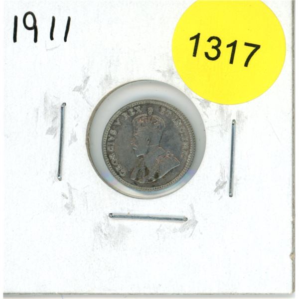 1911 Canadian Silver Five Cent Coin