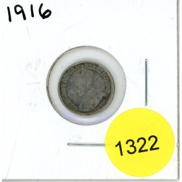 1916 Canadian Silver Five Cent Coin