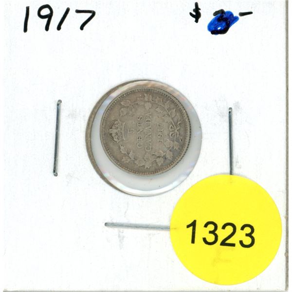 1917 Canadian Silver Five Cent Coin