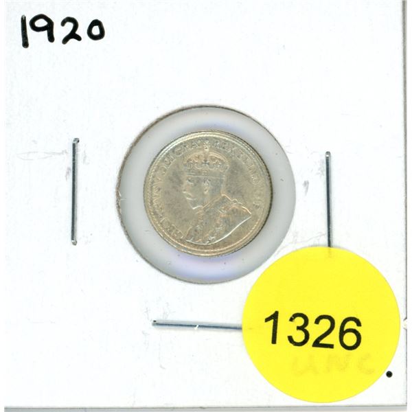1920 Canadian Silver Five Cent Coin