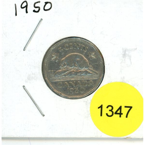 1950 Canadian Five Cent Coin