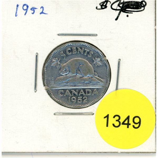 1952 Canadian Five Cent Coin