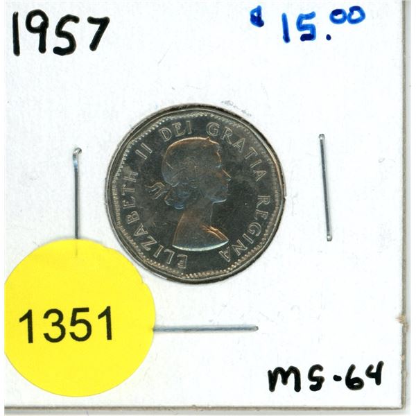 1957 Canadian Five Cent Coin