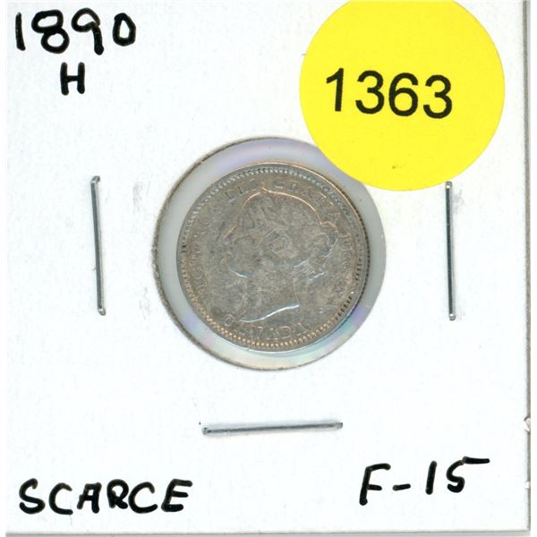 1890H Canadian Ten Cent Coin