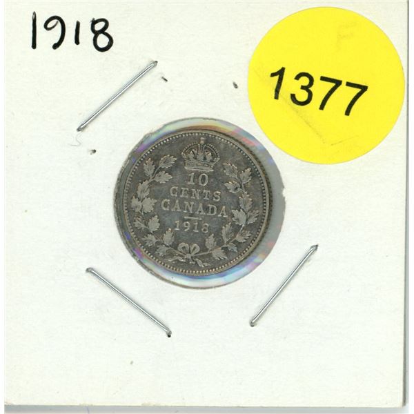 1918 Canadian Ten Cent Coin