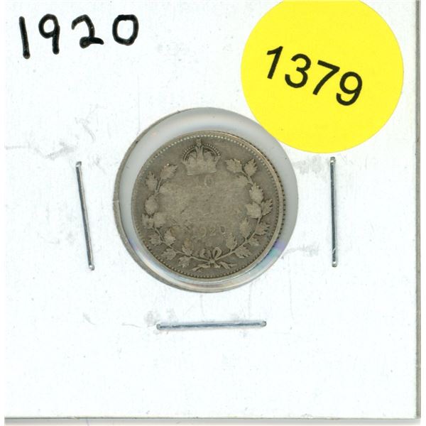 1920 Canadian Ten Cent Coin