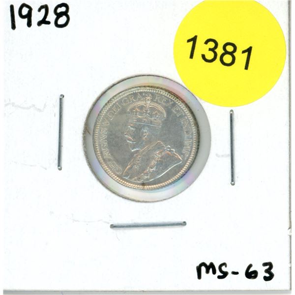 1928 Canadian Ten Cent Coin