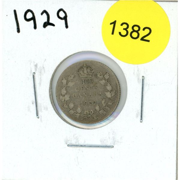 1929 Canadian Ten Cent Coin