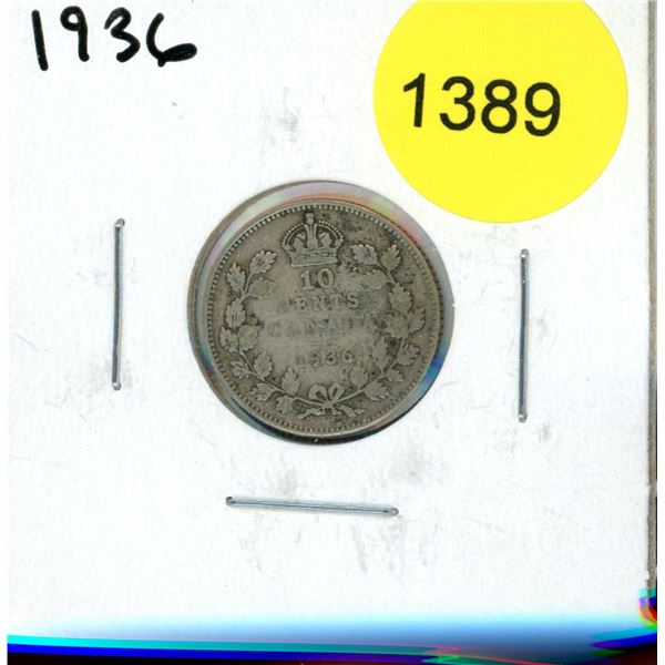 1936 Canadian Ten Cent Coin