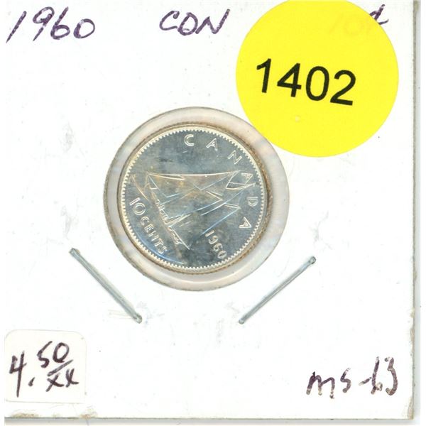 1960 Canadian Ten Cent Coin