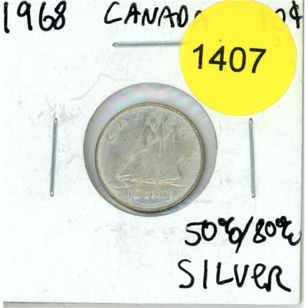 1968 Canadian Ten Cent Coin