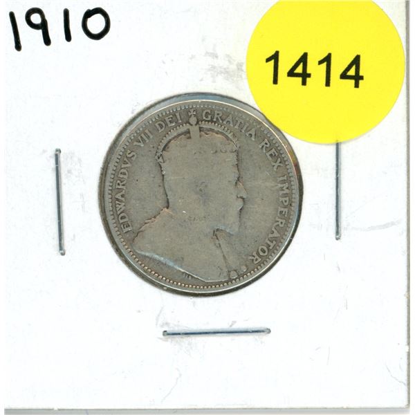 1910 Canadian Twenty-Five Cent Coin