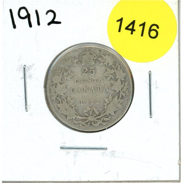 1912 Canadian Twenty-Five Cent Coin