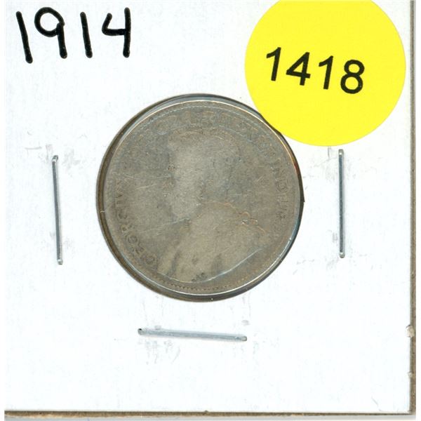 1914 Canadian Twenty-Five Cent Coin