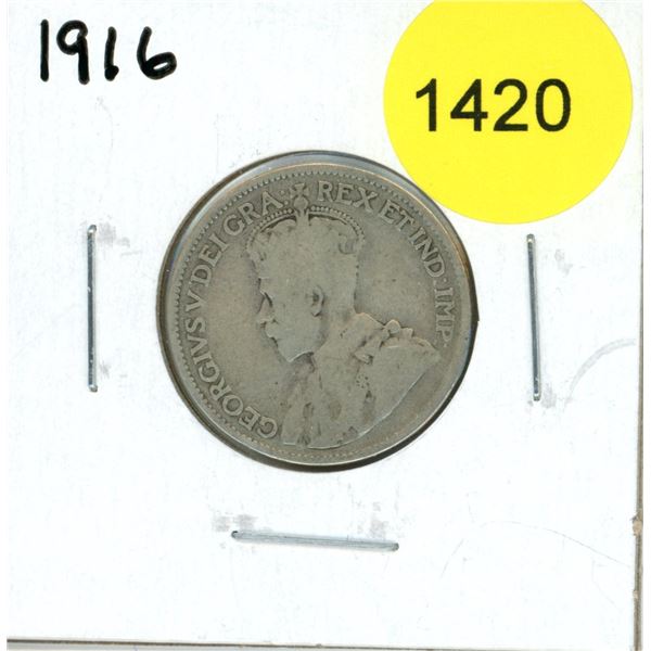 1916 Canadian Twenty-Five Cent Coin