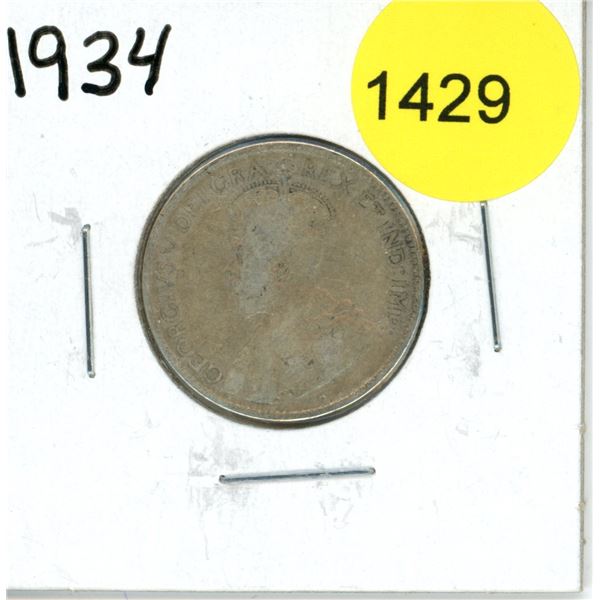 1934 Canadian Twenty-Five Cent Coin