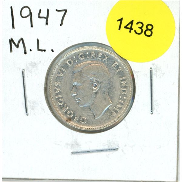 1947 ML Canadian Twenty-Five Cent Coin