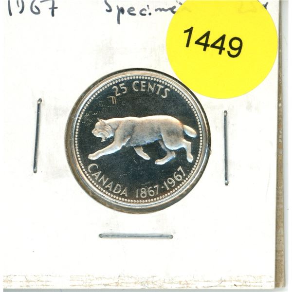 1967 Specimen Canadian Twenty-Five Cent Coin