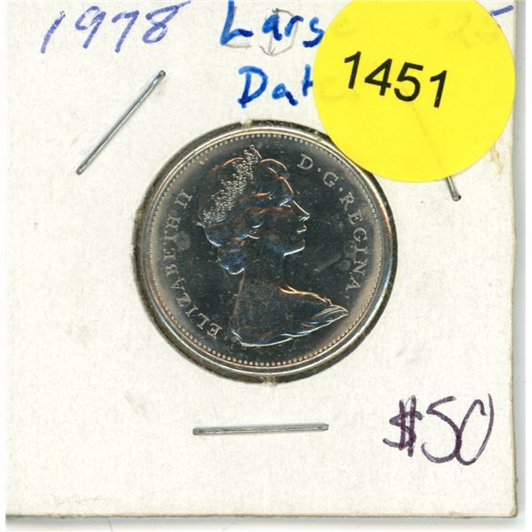 1978 LD Canadian Twenty-Five Cent Coin